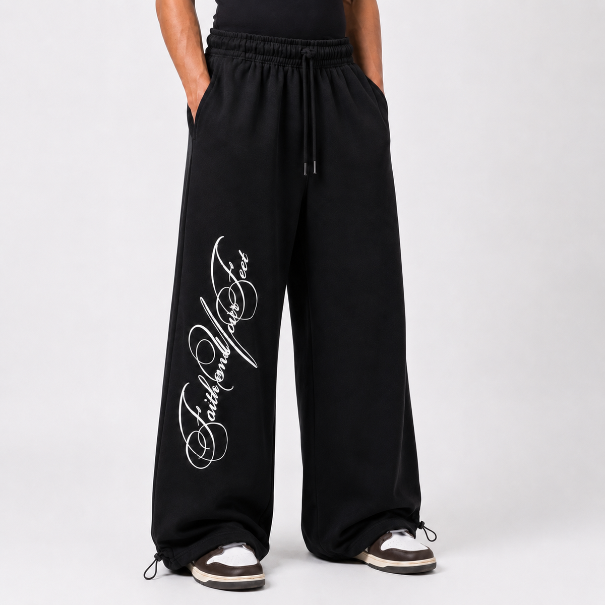 Side printed sweatpant - Black