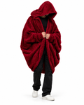 Fur Hoodie Blanket - Burguandy