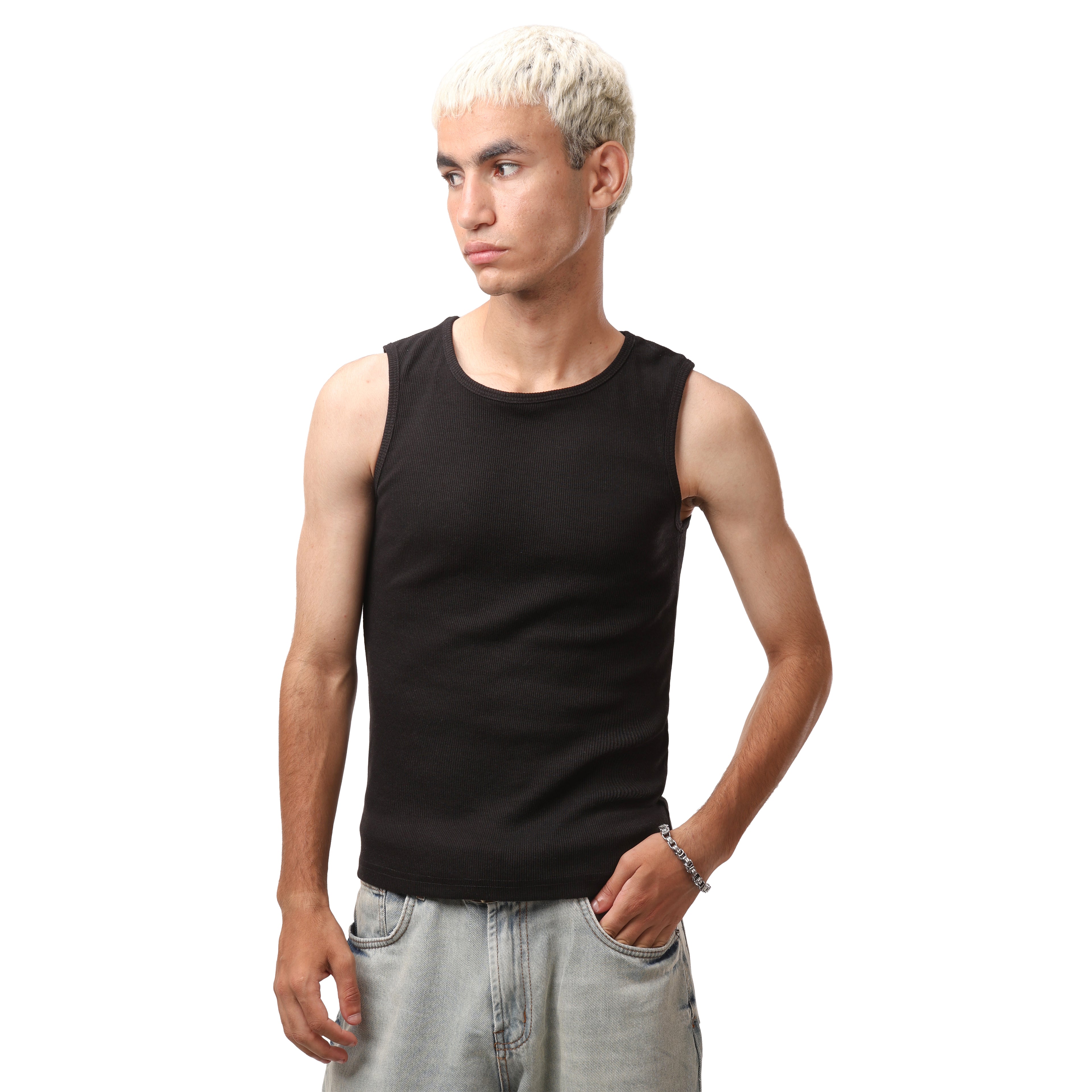 Stripped Tank Top - Black