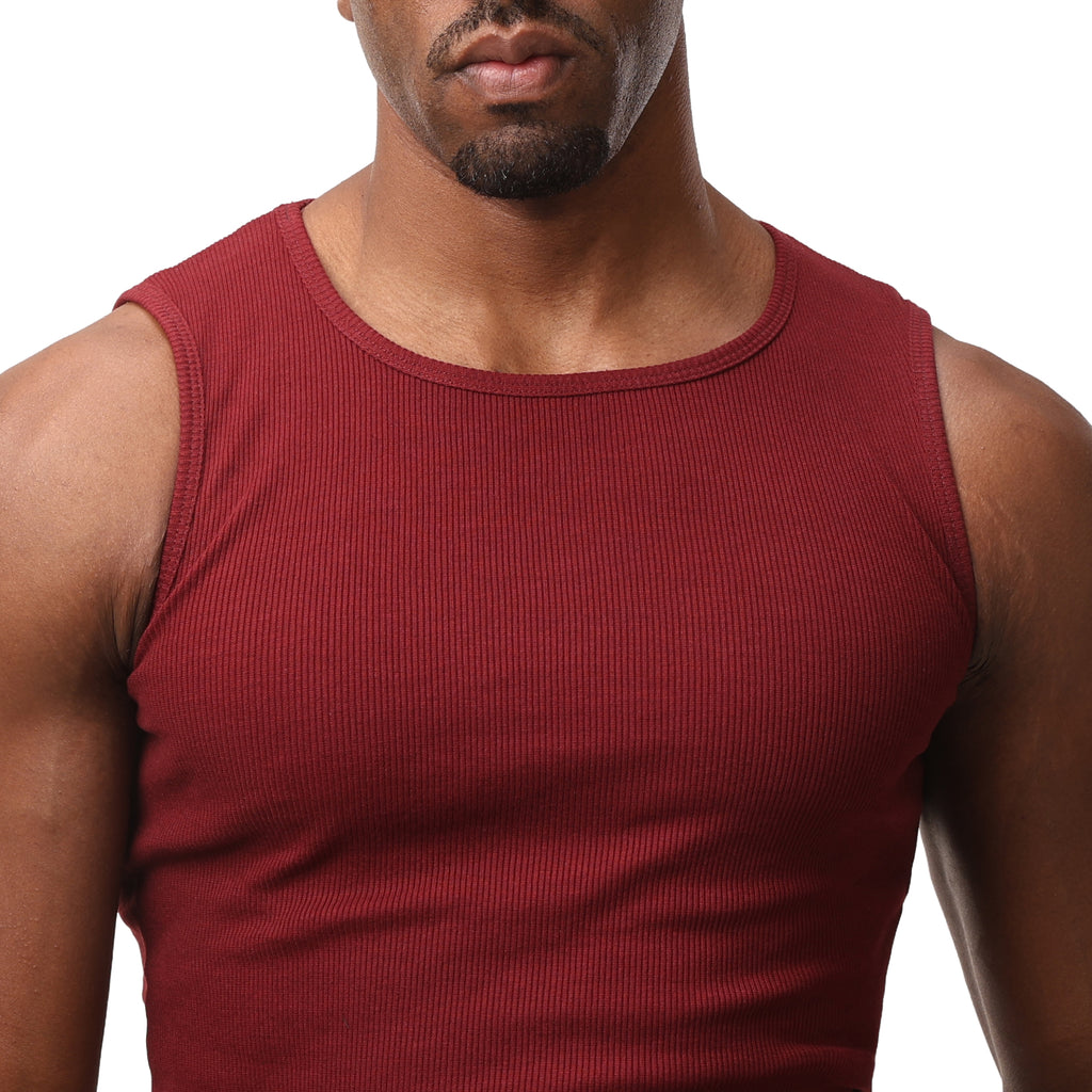 Stripped Tank Top - Burgundy
