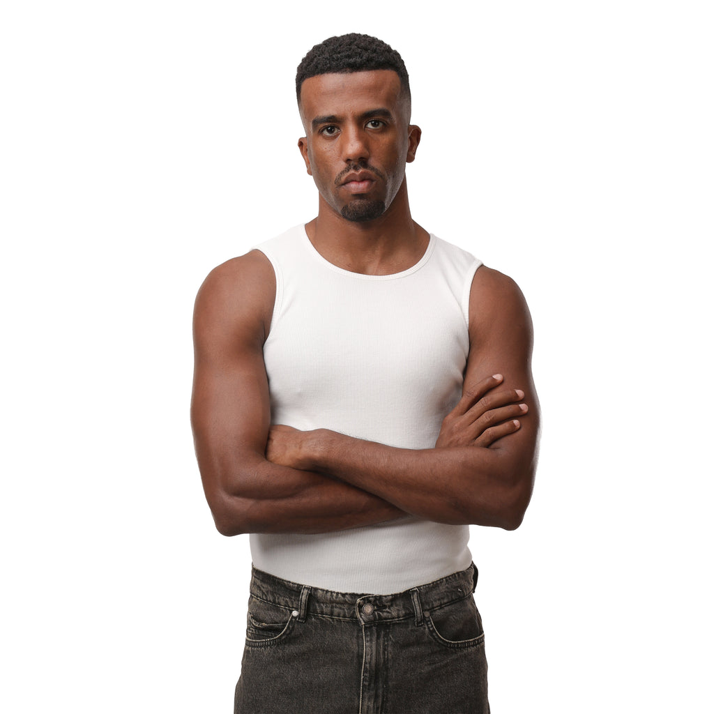 Stripped Tank Top - White