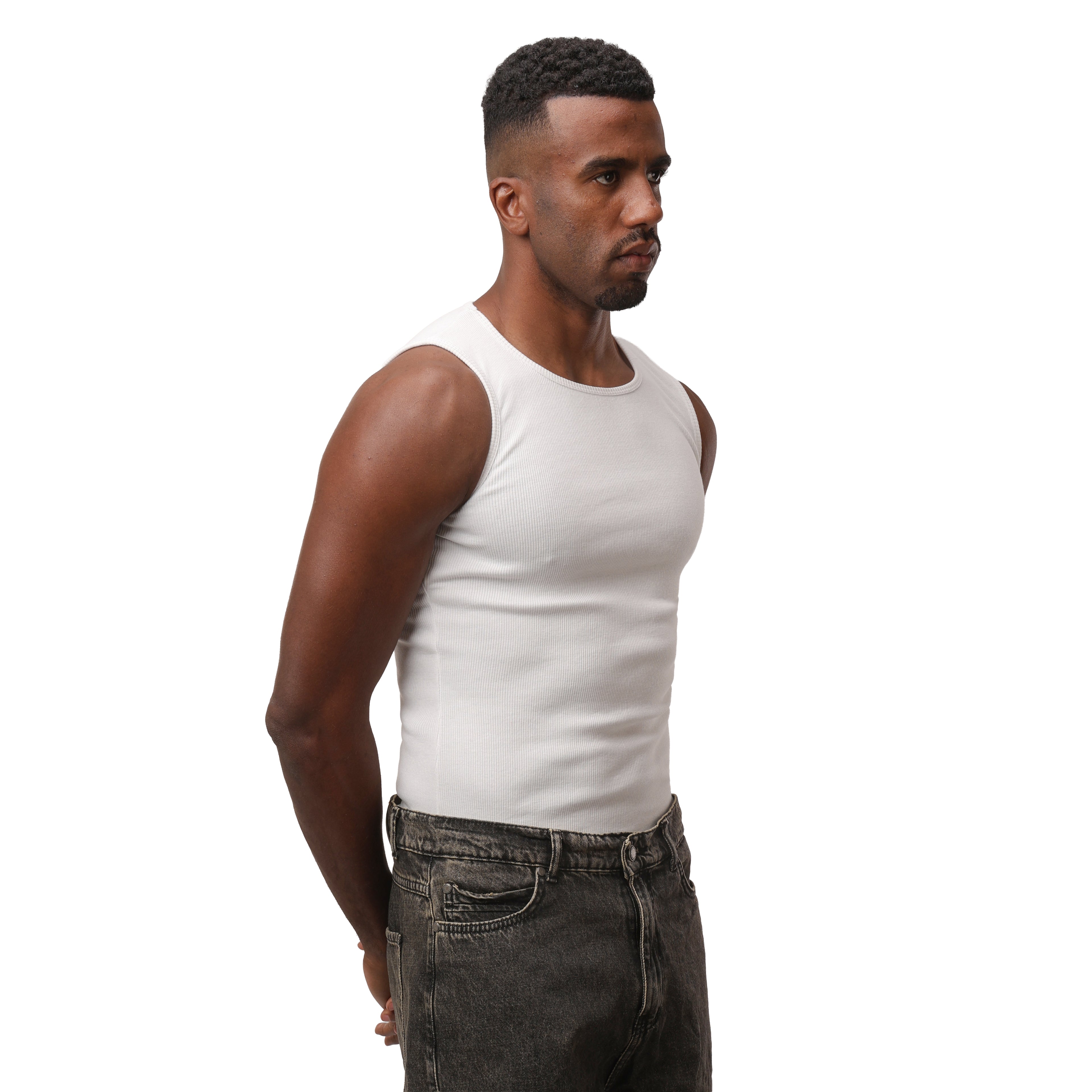 Stripped Tank Top - White